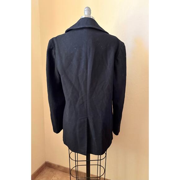 Vintage US Navy Peacoat Men’s 100% Wool Military Jacket Anchor Buttons Black S/M - Picture 4 of 6